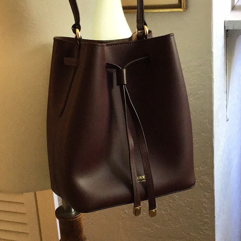 Beautiful burgundy Lauren by Ralph Lauren bucket bag